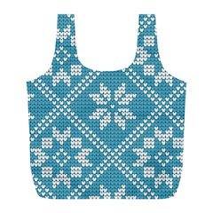 Blue Winter Knitted Texture, Blue Winter Background, Knitted Texture Full Print Recycle Bag (L)