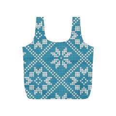 Blue Winter Knitted Texture, Blue Winter Background, Knitted Texture Full Print Recycle Bag (s) by kyorashop23