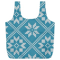 Blue Winter Knitted Texture, Blue Winter Background, Knitted Texture Full Print Recycle Bag (xl) by kyorashop23