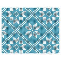 Blue Winter Knitted Texture, Blue Winter Background, Knitted Texture Two Sides Premium Plush Fleece Blanket (teen Size) by kyorashop23