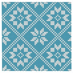 Blue Winter Knitted Texture, Blue Winter Background, Knitted Texture Wooden Puzzle Square by kyorashop23