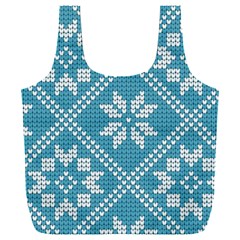 Blue Winter Knitted Texture, Blue Winter Background, Knitted Texture Full Print Recycle Bag (xxl) by kyorashop23