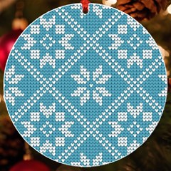 Blue Winter Knitted Texture, Blue Winter Background, Knitted Texture Uv Print Acrylic Ornament Round