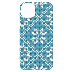 Blue Winter Knitted Texture, Blue Winter Background, Knitted Texture Iphone 14 Plus Black Uv Print Case by kyorashop23