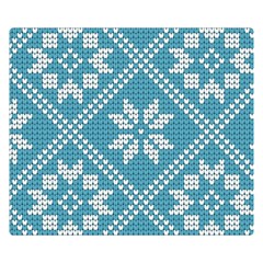 Blue Winter Knitted Texture, Blue Winter Background, Knitted Texture Premium Plush Fleece Blanket (small)