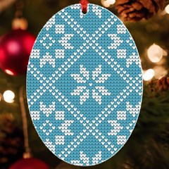 Blue Winter Knitted Texture, Blue Winter Background, Knitted Texture Uv Print Acrylic Ornament Oval by kyorashop23