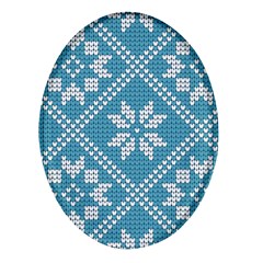 Blue Winter Knitted Texture, Blue Winter Background, Knitted Texture Oval Glass Fridge Magnet (4 Pack) by kyorashop23