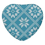 Blue Winter Knitted Texture, Blue Winter Background, Knitted Texture Heart Glass Fridge Magnet (4 pack) Front