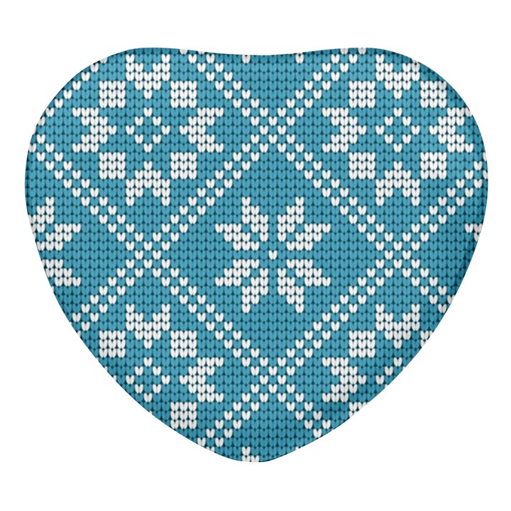 Blue Winter Knitted Texture, Blue Winter Background, Knitted Texture Heart Glass Fridge Magnet (4 pack)