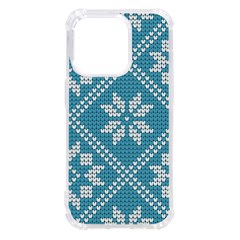 Blue Winter Knitted Texture, Blue Winter Background, Knitted Texture Iphone 14 Pro Tpu Uv Print Case by kyorashop23