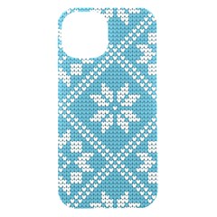 Blue Winter Knitted Texture, Blue Winter Background, Knitted Texture Iphone 15 Black Uv Print Pc Hardshell Case by kyorashop23