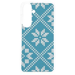 Blue Winter Knitted Texture, Blue Winter Background, Knitted Texture Samsung Galaxy S24 6 2 Inch Tpu Uv Case by kyorashop23