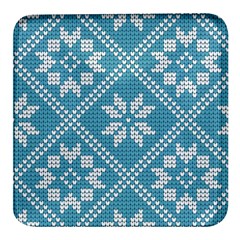 Blue Winter Knitted Texture, Blue Winter Background, Knitted Texture Square Glass Fridge Magnet (4 Pack) by kyorashop23