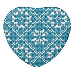 Blue Winter Knitted Texture, Blue Winter Background, Knitted Texture Heart Glass Fridge Magnet (4 Pack) by kyorashop23