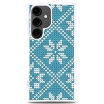 Blue Winter Knitted Texture, Blue Winter Background, Knitted Texture Samsung Galaxy S24 Plus 6.7 Inch TPU UV Case Front