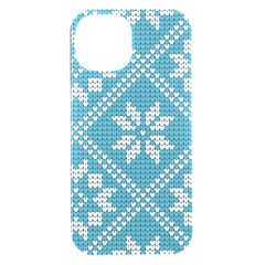 Blue Winter Knitted Texture, Blue Winter Background, Knitted Texture Iphone 15 Plus Black Uv Print Pc Hardshell Case by kyorashop23