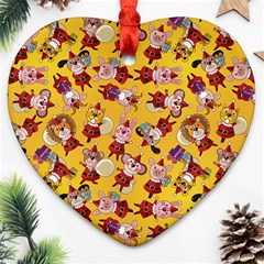 Cartoon Xmas Characters Pattern Ornament (heart)