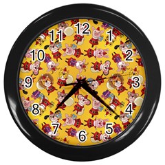 Cartoon Xmas Characters Pattern Wall Clock (black) by kyorashop23