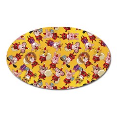 Cartoon Xmas Characters Pattern Oval Magnet by kyorashop23