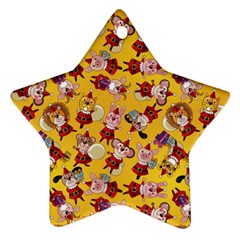 Cartoon Xmas Characters Pattern Star Ornament (two Sides)