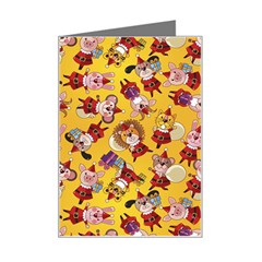 Cartoon Xmas Characters Pattern Mini Greeting Card by kyorashop23