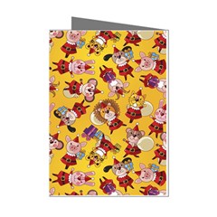 Cartoon Xmas Characters Pattern Mini Greeting Cards (pkg Of 8)