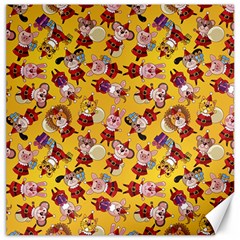 Cartoon Xmas Characters Pattern Canvas 16  X 16  by kyorashop23