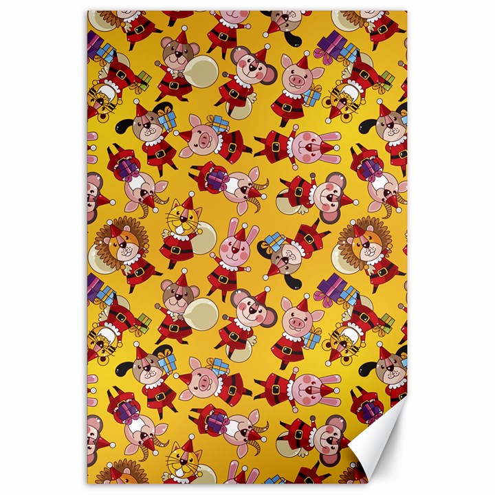 Cartoon Xmas Characters Pattern Canvas 20  x 30 