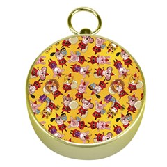 Cartoon Xmas Characters Pattern Gold Compasses by kyorashop23