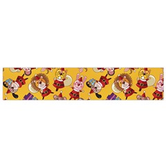 Cartoon Xmas Characters Pattern Small Premium Plush Fleece Scarf