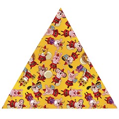 Cartoon Xmas Characters Pattern Wooden Puzzle Triangle by kyorashop23