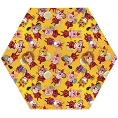 Cartoon Xmas Characters Pattern Wooden Puzzle Hexagon by kyorashop23