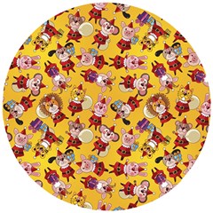 Cartoon Xmas Characters Pattern Wooden Puzzle Round by kyorashop23