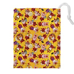 Cartoon Xmas Characters Pattern Drawstring Pouch (4xl) by kyorashop23