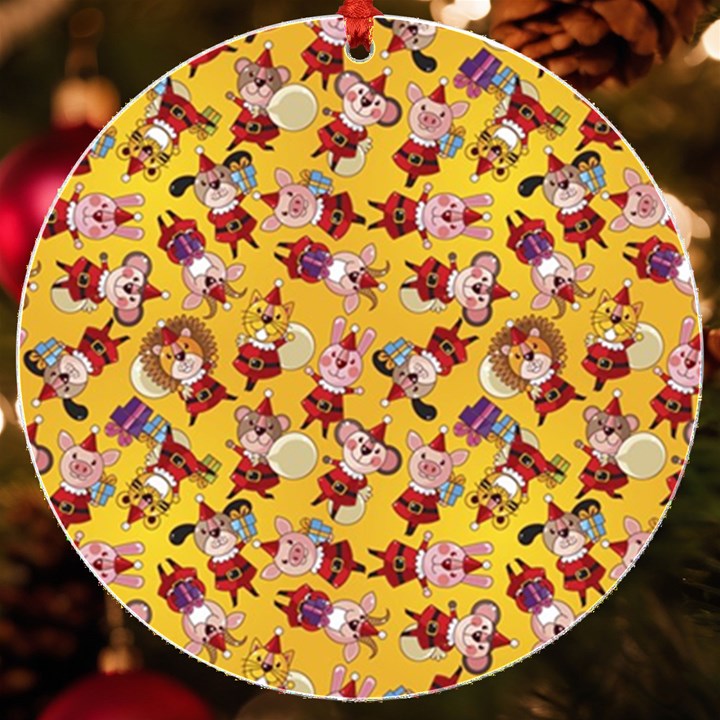 Cartoon Xmas Characters Pattern UV Print Acrylic Ornament Round