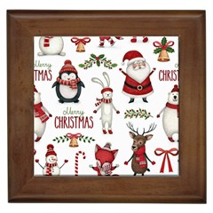 Christmas Characters Pattern, Xmas Backgrounds Framed Tile by kyorashop23