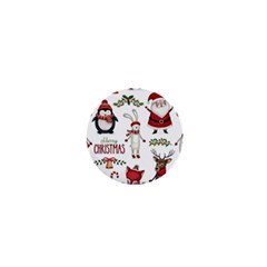 Christmas Characters Pattern, Xmas Backgrounds 1  Mini Buttons