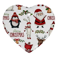 Christmas Characters Pattern, Xmas Backgrounds Ornament (heart)