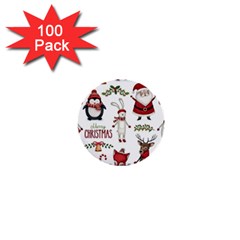 Christmas Characters Pattern, Xmas Backgrounds 1  Mini Buttons (100 pack) 