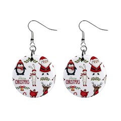 Christmas Characters Pattern, Xmas Backgrounds Mini Button Earrings