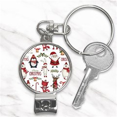 Christmas Characters Pattern, Xmas Backgrounds Nail Clippers Key Chain