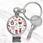 Christmas Characters Pattern, Xmas Backgrounds Nail Clippers Key Chain Front