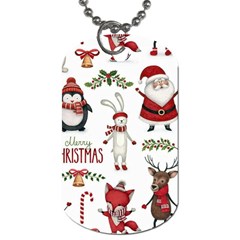 Christmas Characters Pattern, Xmas Backgrounds Dog Tag (One Side)