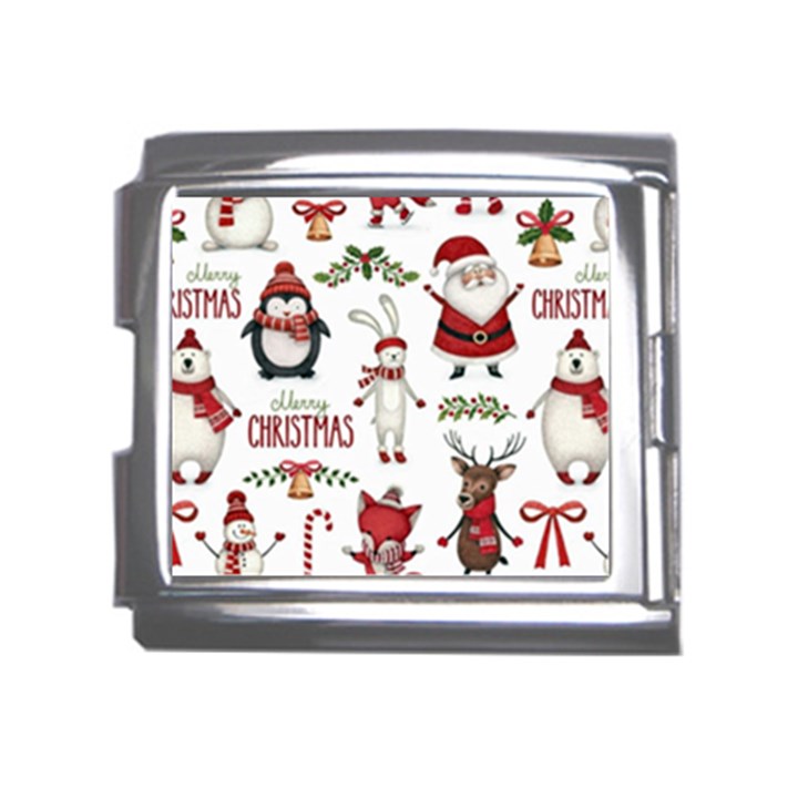 Christmas Characters Pattern, Xmas Backgrounds Mega Link Italian Charm (18mm)