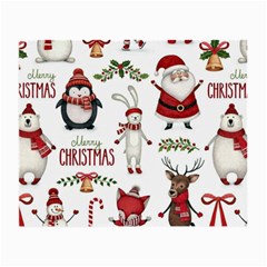 Christmas Characters Pattern, Xmas Backgrounds Small Glasses Cloth