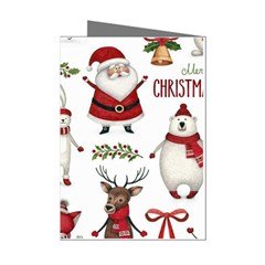 Christmas Characters Pattern, Xmas Backgrounds Mini Greeting Cards (pkg Of 8)