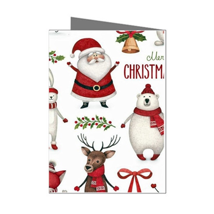 Christmas Characters Pattern, Xmas Backgrounds Mini Greeting Cards (Pkg of 8)