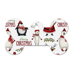 Christmas Characters Pattern, Xmas Backgrounds Dog Tag Bone (One Side)