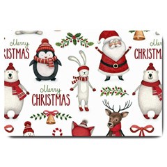 Christmas Characters Pattern, Xmas Backgrounds Large Doormat