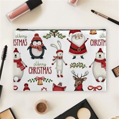 Christmas Characters Pattern, Xmas Backgrounds Cosmetic Bag (Large)